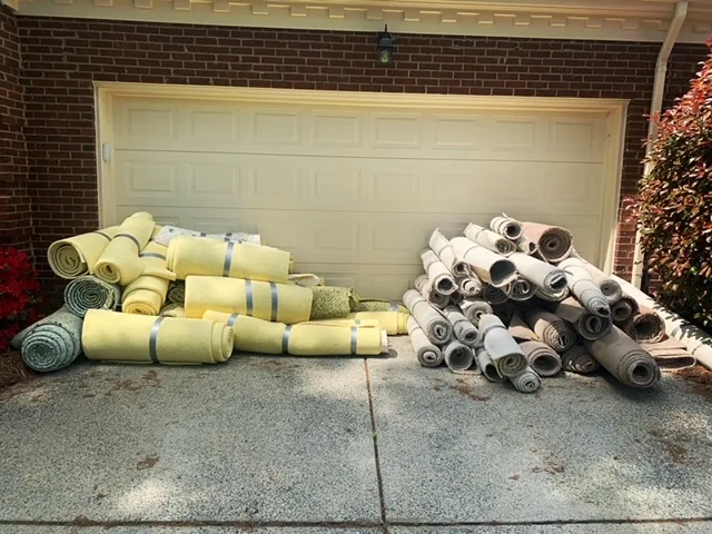 Old carpet and padding, ready to go